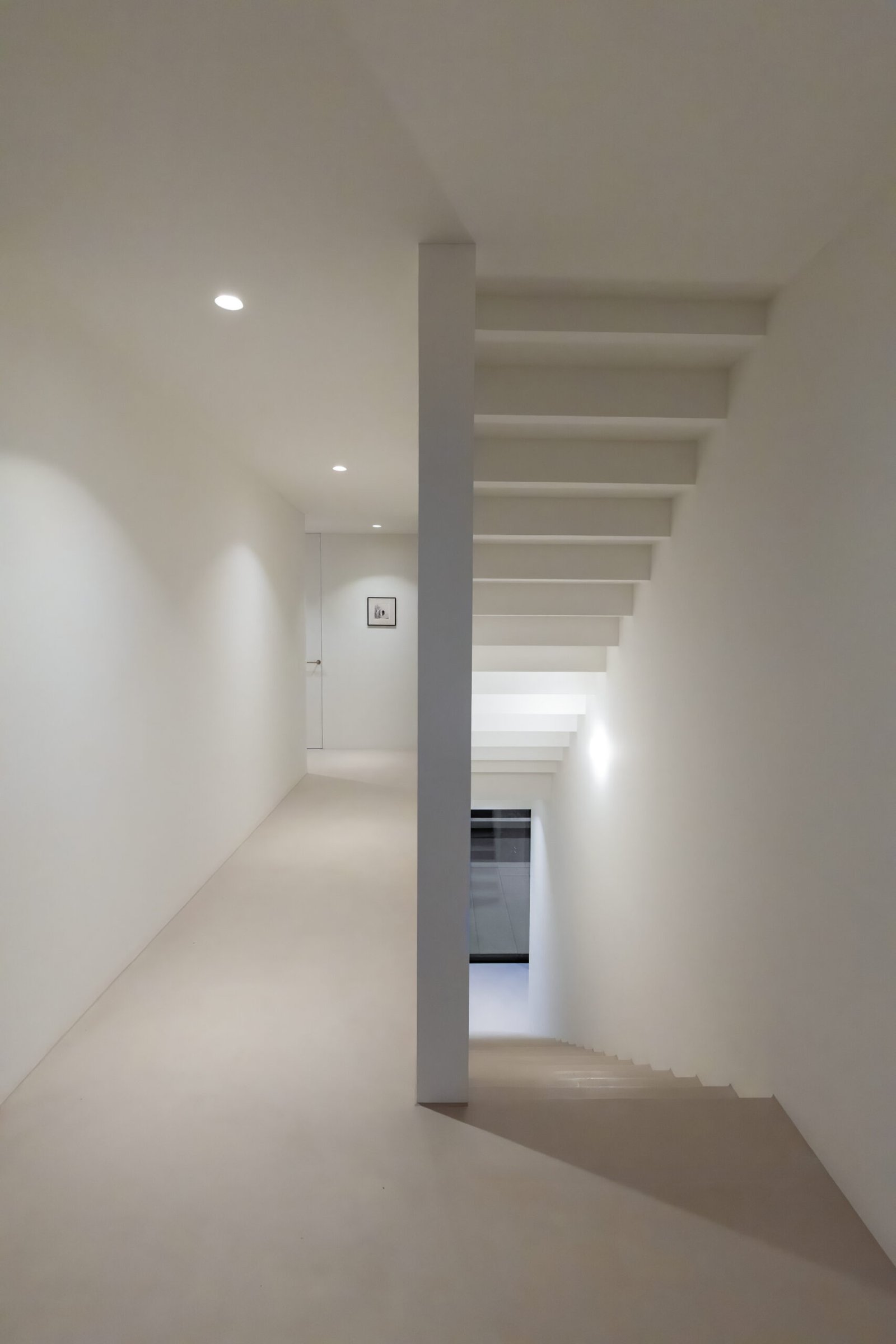 Row of minimalist white houses